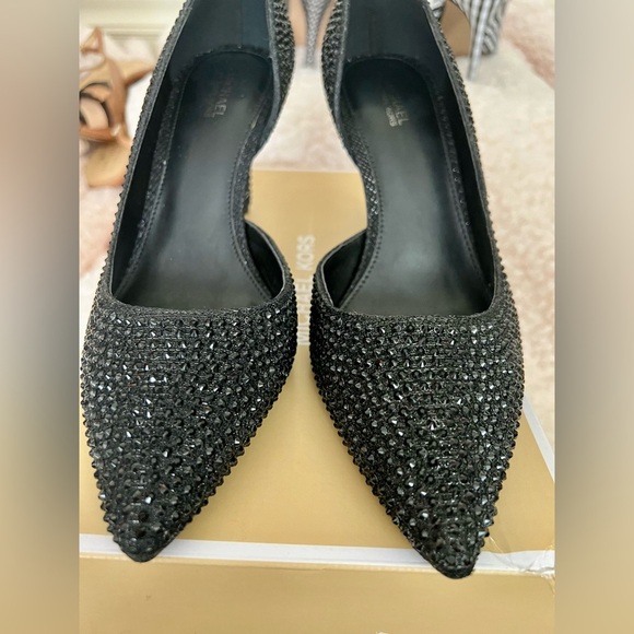 🎉HP🥳 NIB Michael Kors Dorothy Flex D’orsay Glitter Chain Mesh Heels in Black - Picture 8 of 12